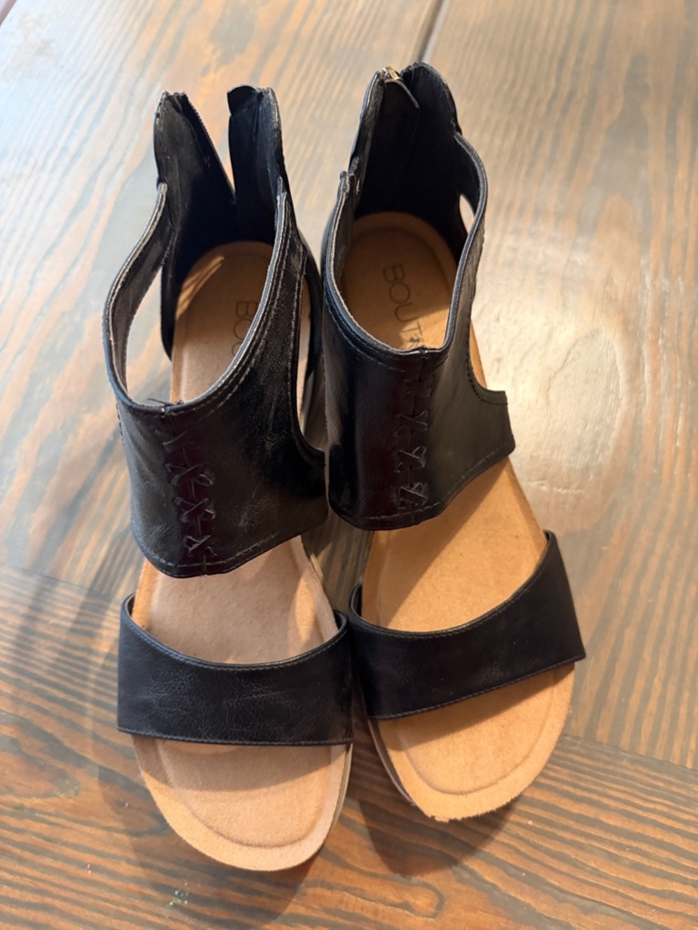 Boulevard Black Open-Toe Ankle-Cuff Sandals